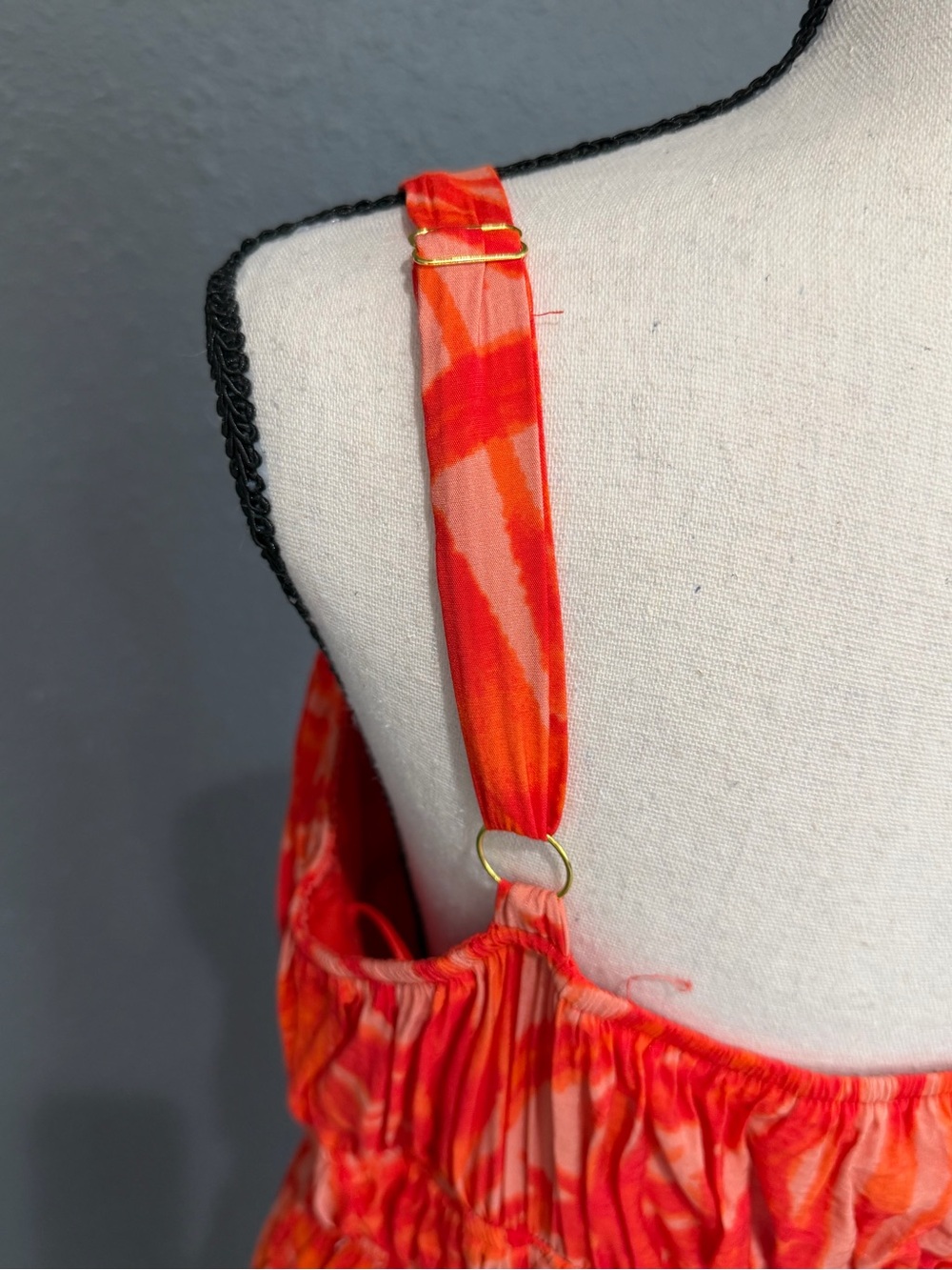 Taylor Coral-Red Adjustable Strap Tropical Maxi Dress - Picture 9 of 9